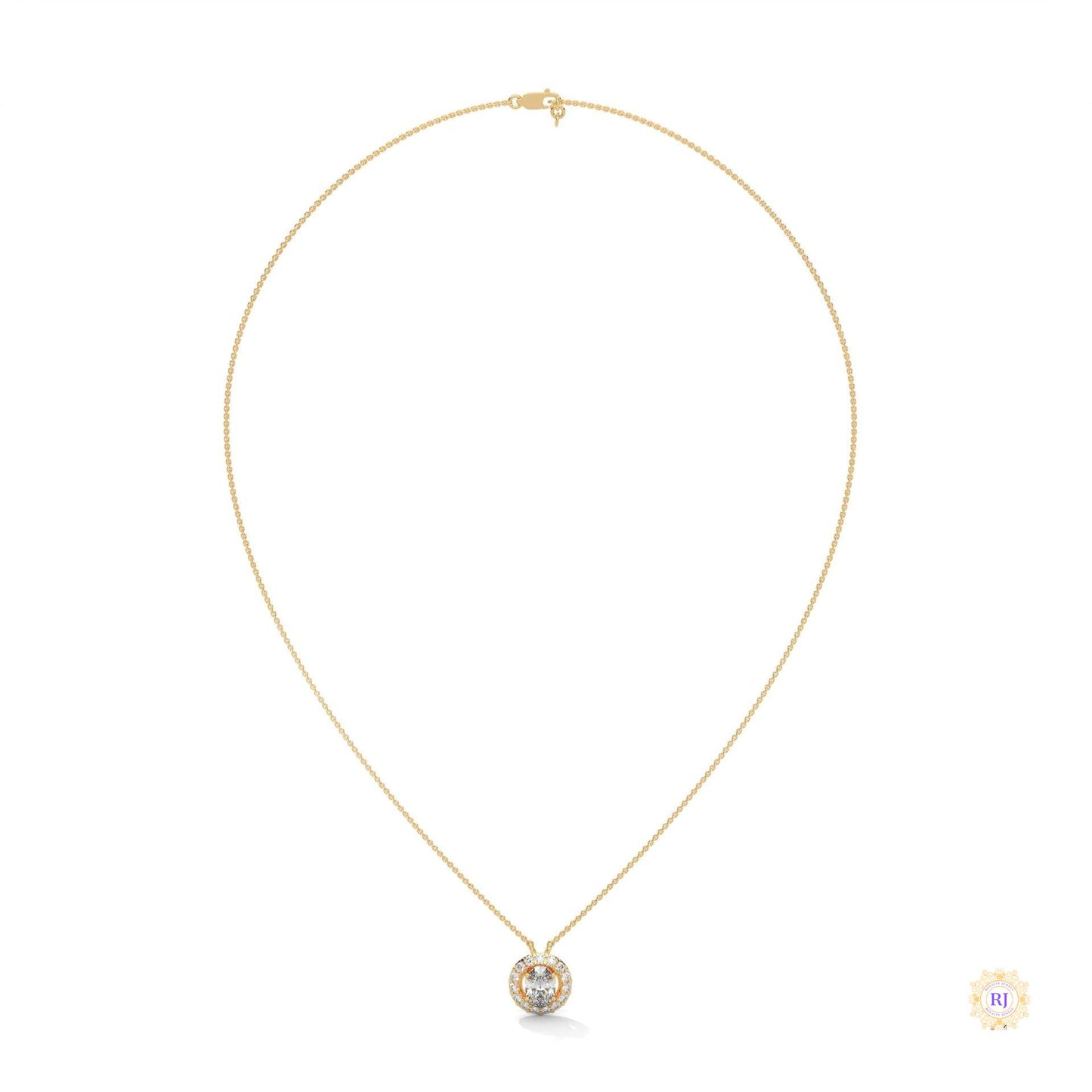 1.10 CT. Oval Halo Diamond Pendant