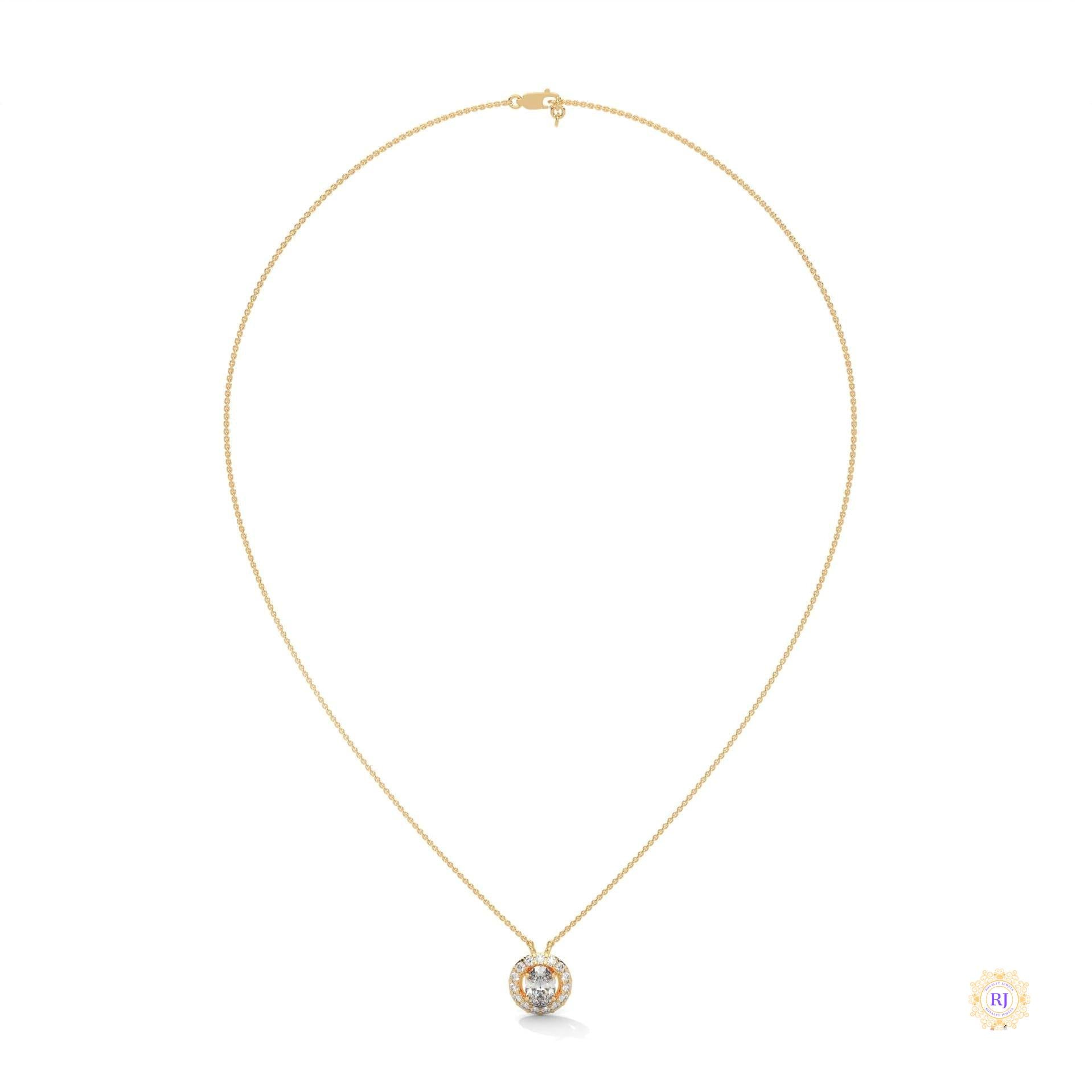 1.10 CT. Oval Halo Diamond Pendant