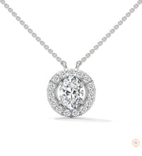1.10 CT. Oval Halo Diamond Pendant