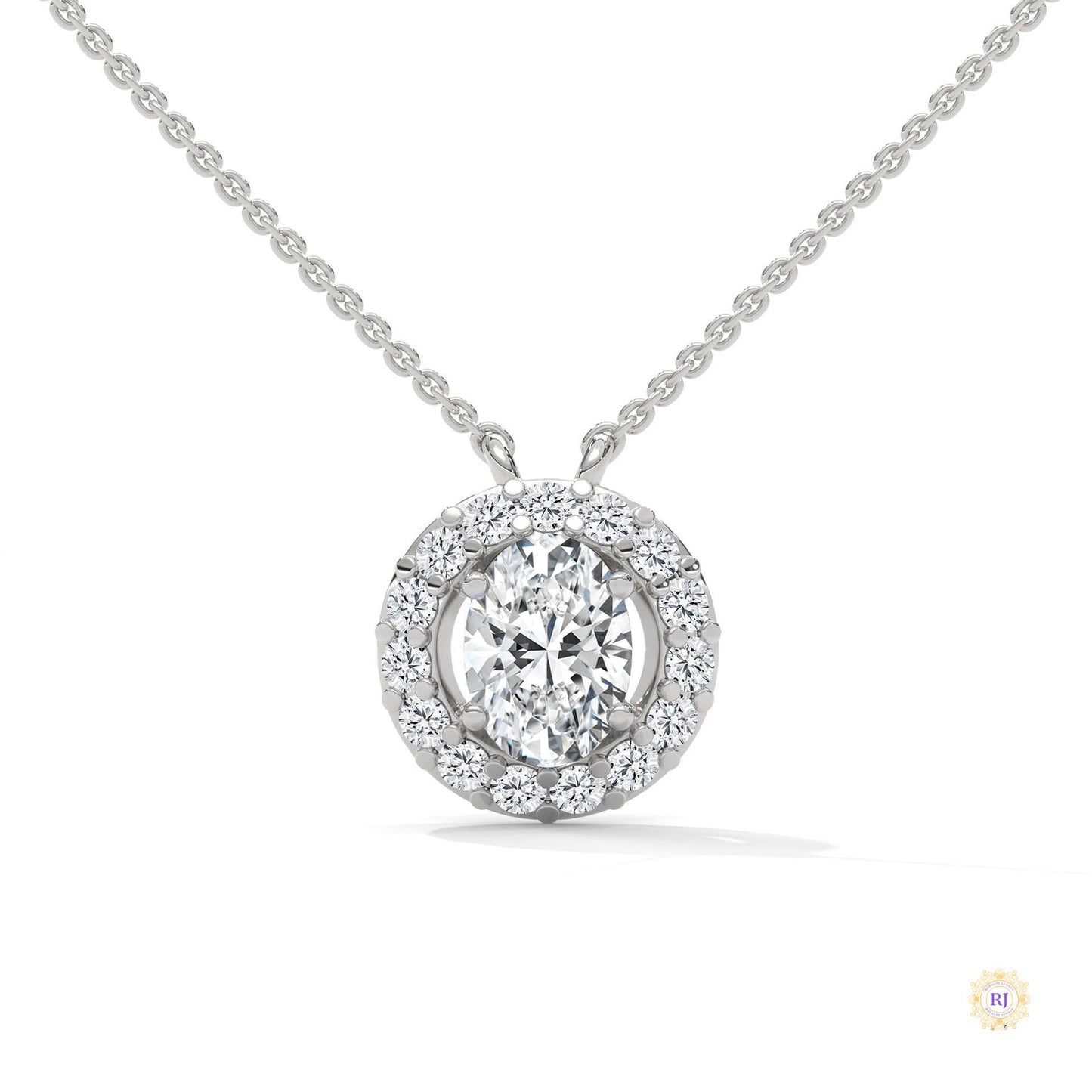 1.10 CT. Oval Halo Diamond Pendant