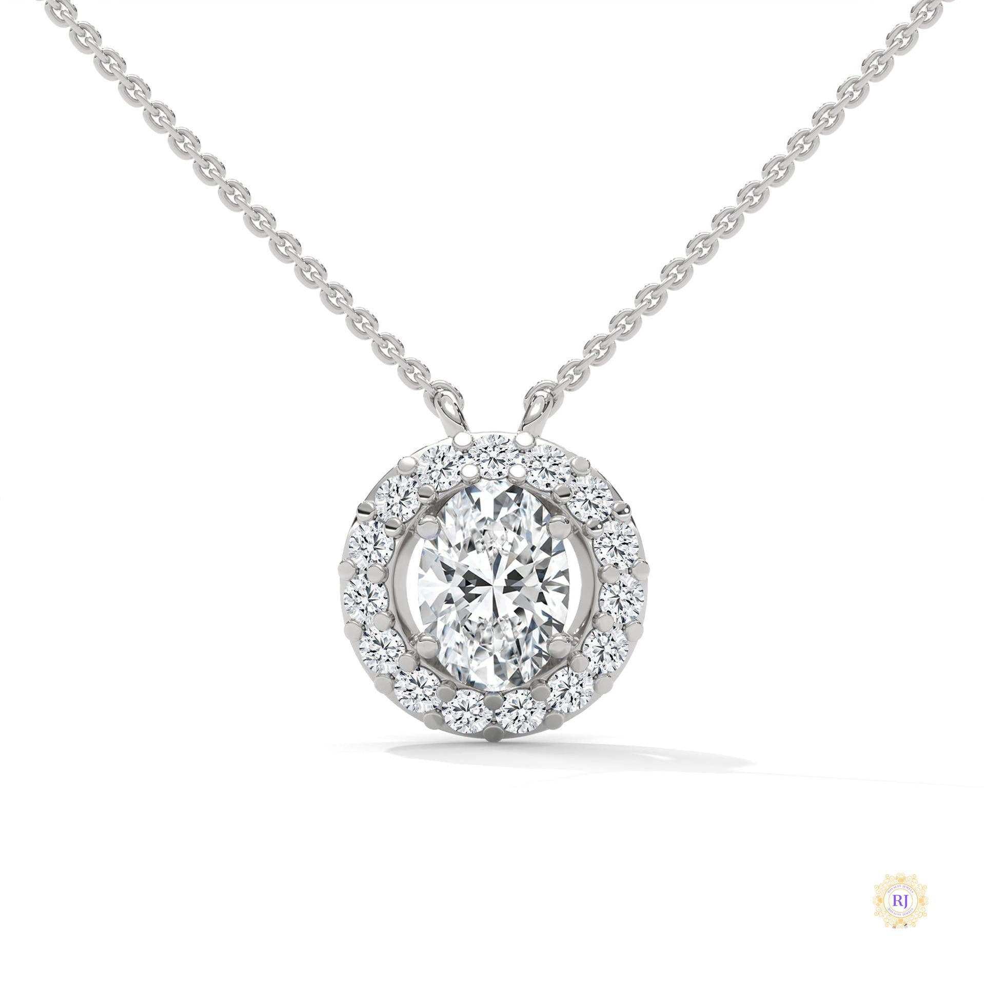 1.10 CT. Oval Halo Diamond Pendant