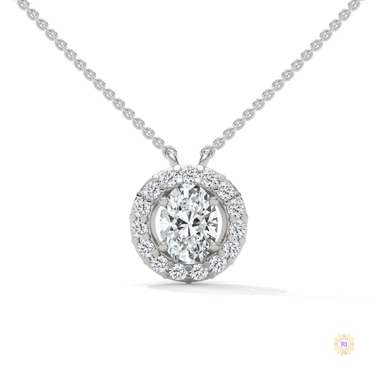 1.10 CT. Oval Halo Diamond Pendant