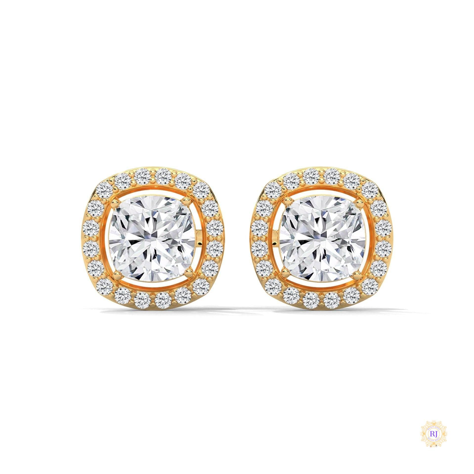 1.25 CT. Cushion Halo Diamond Stud Earrings