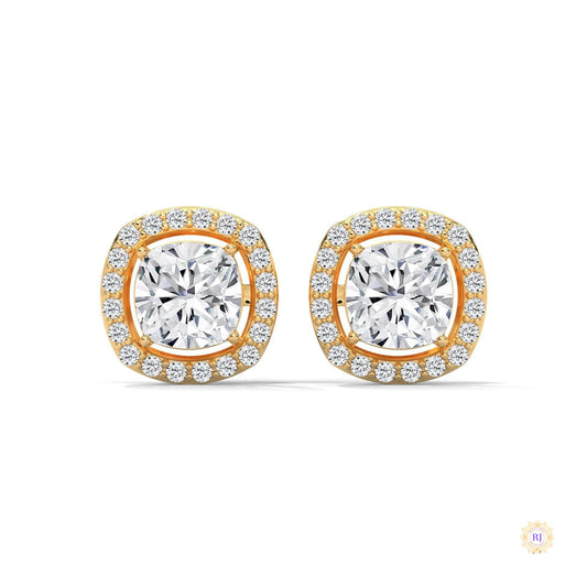 1.25 CT. Cushion Halo Diamond Stud Earrings
