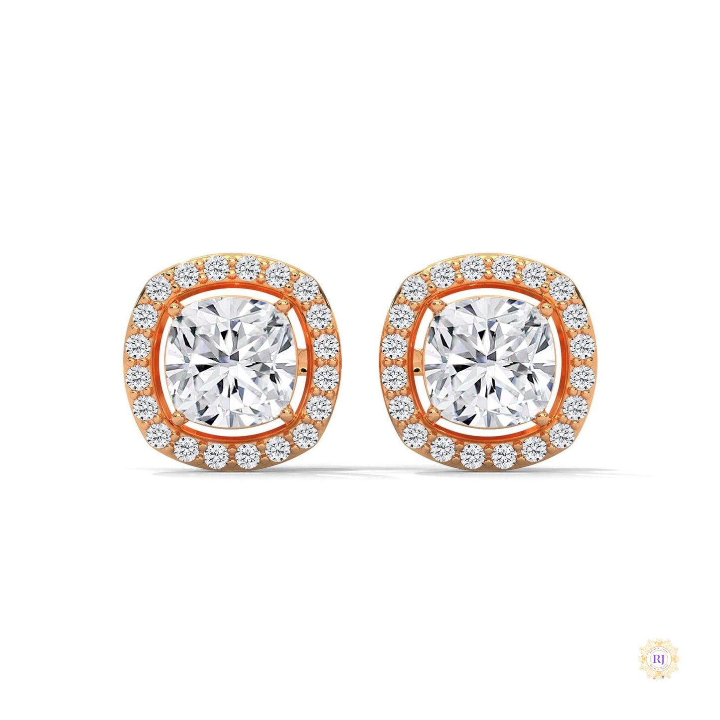 1.25 CT. Cushion Halo Diamond Stud Earrings