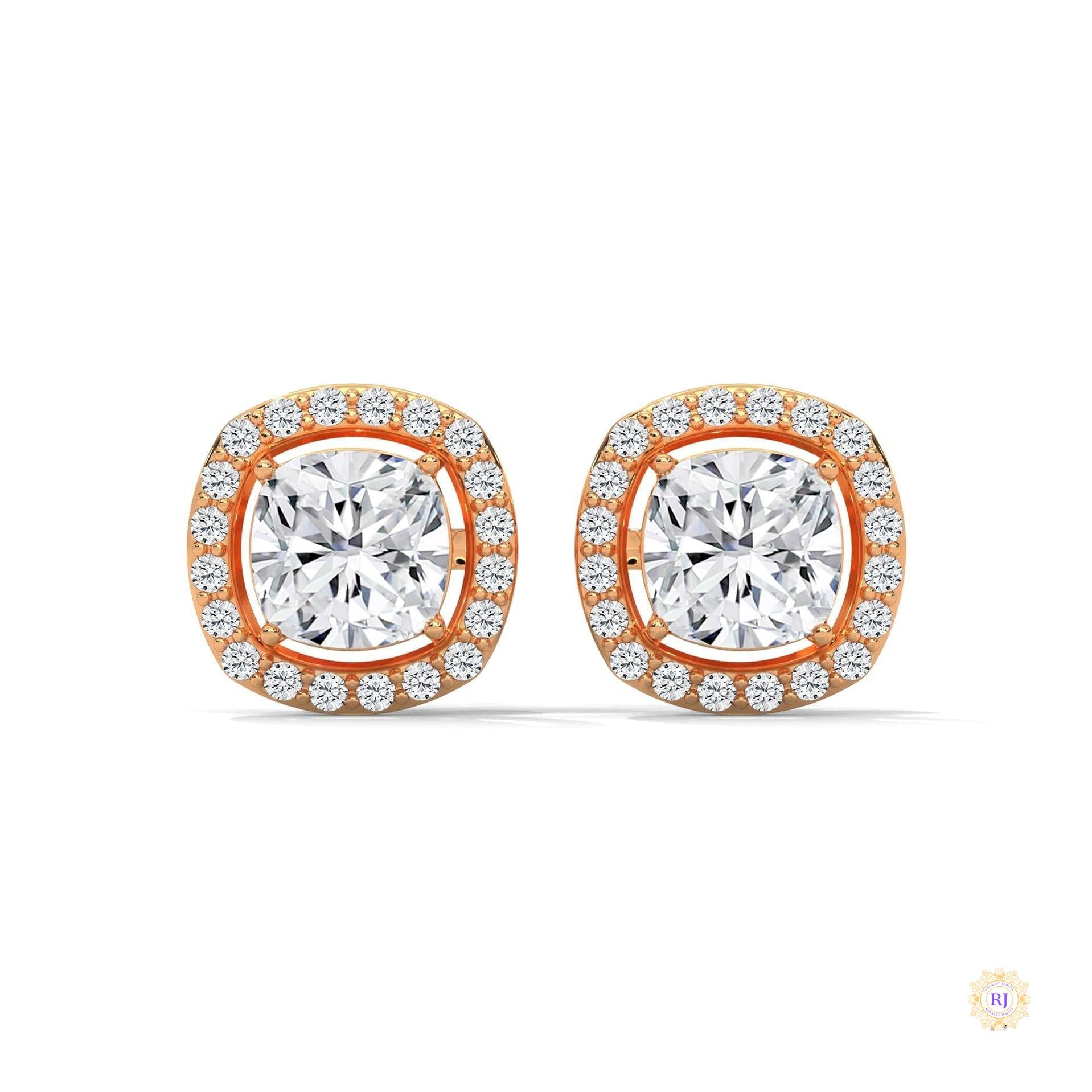 1.25 CT. Cushion Halo Diamond Stud Earrings