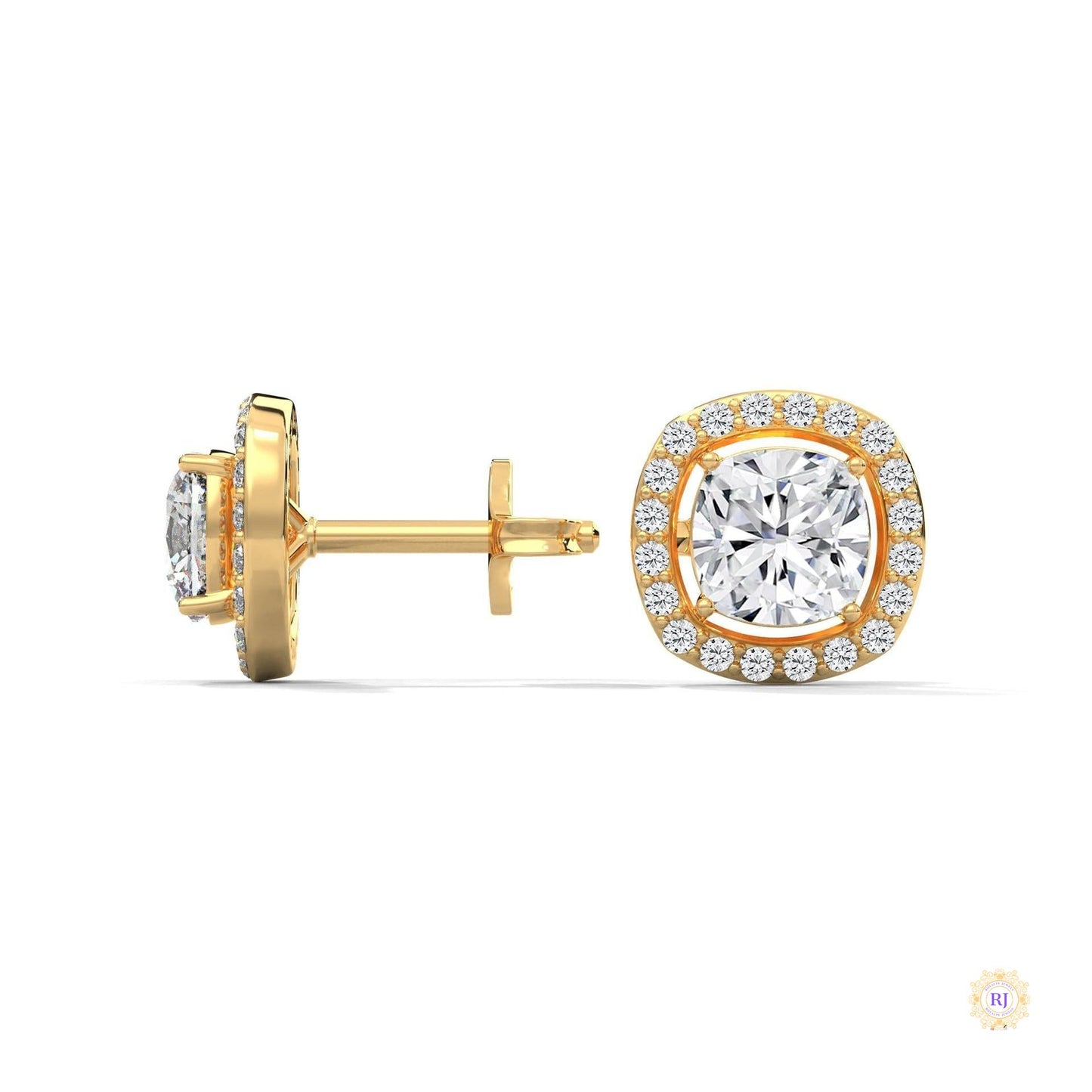 1.25 CT. Cushion Halo Diamond Stud Earrings