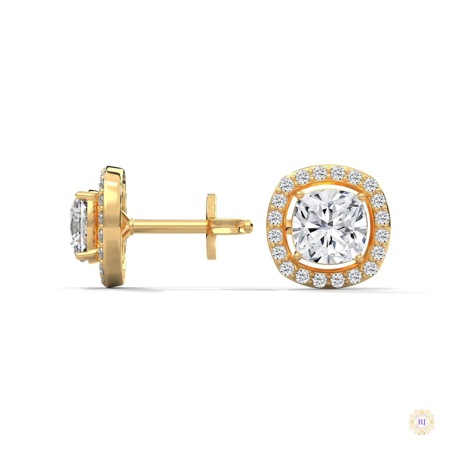 1.25 CT. Cushion Halo Diamond Stud Earrings