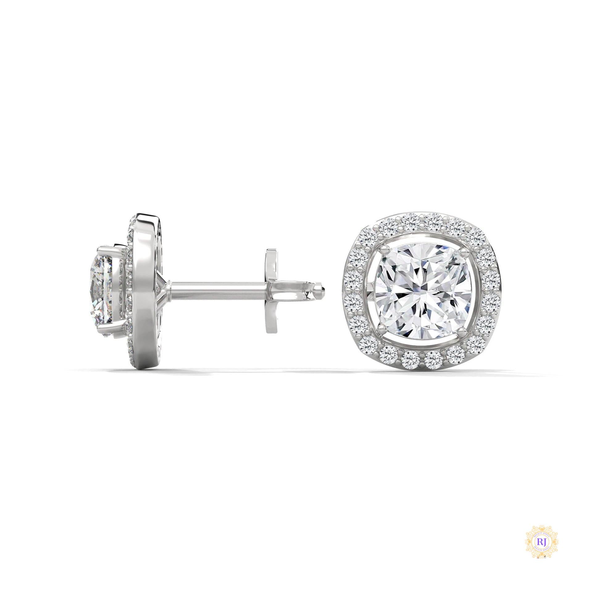 1.25 CT. Cushion Halo Diamond Stud Earrings