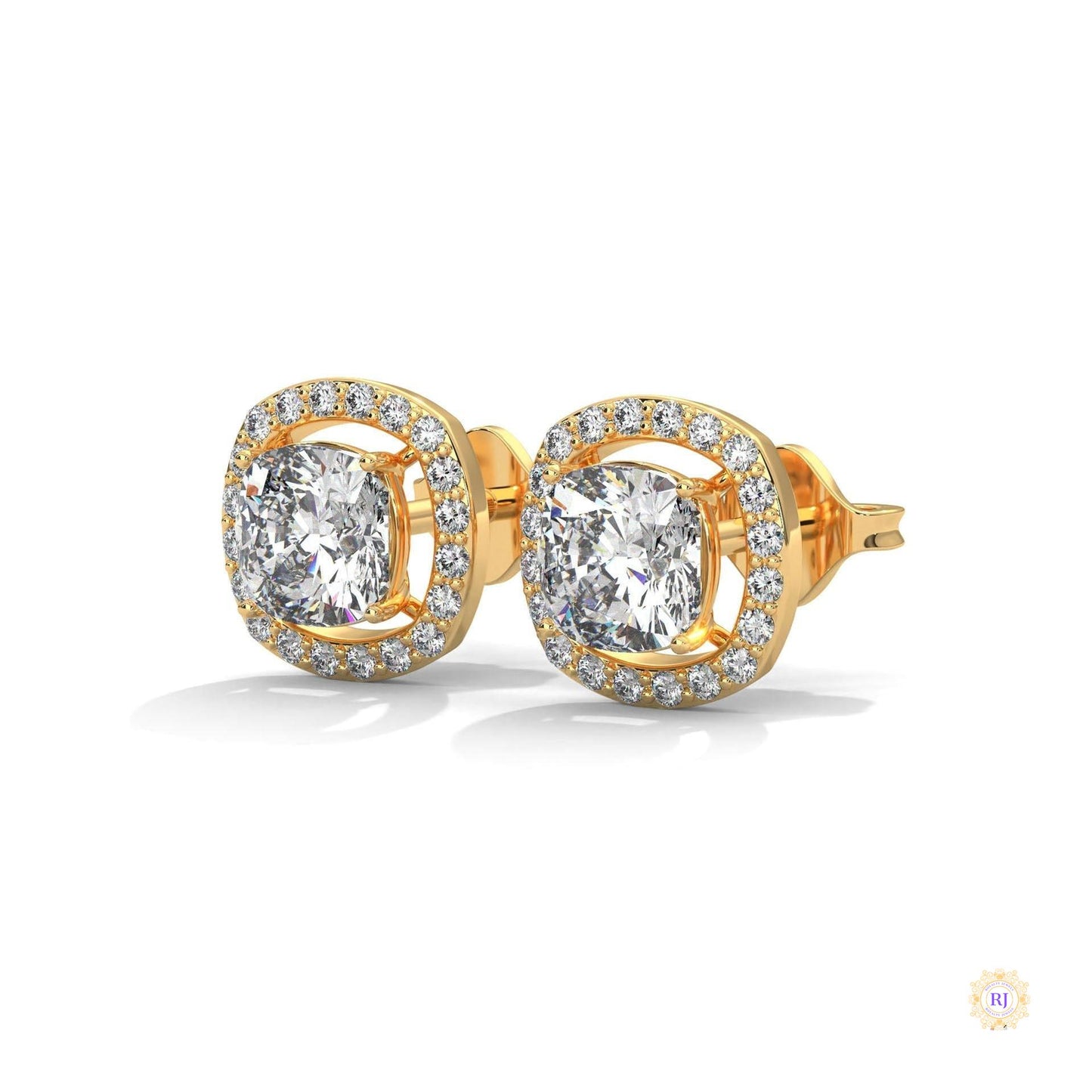 1.25 CT. Cushion Halo Diamond Stud Earrings