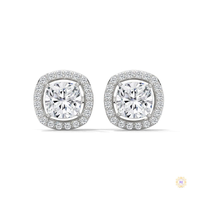 1.25 CT. Cushion Halo Diamond Stud Earrings