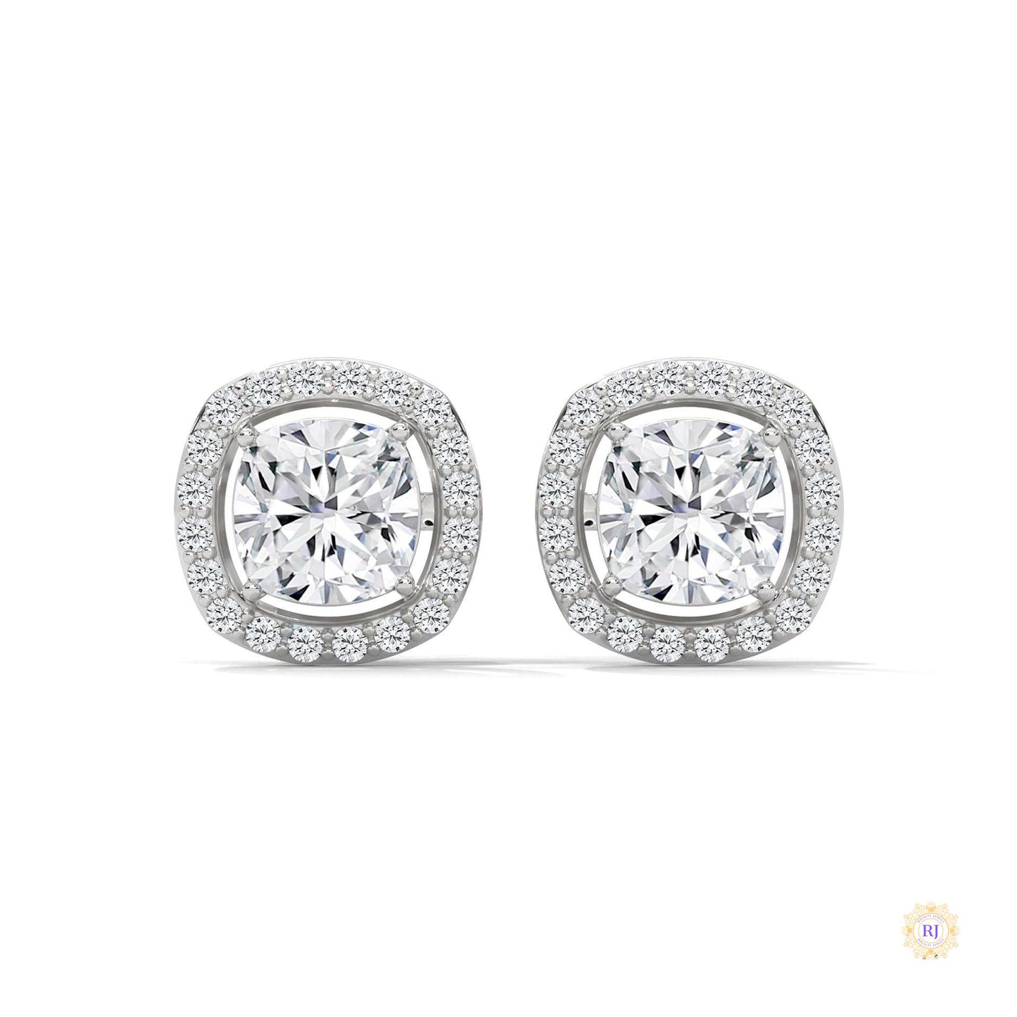1.25 CT. Cushion Halo Diamond Stud Earrings