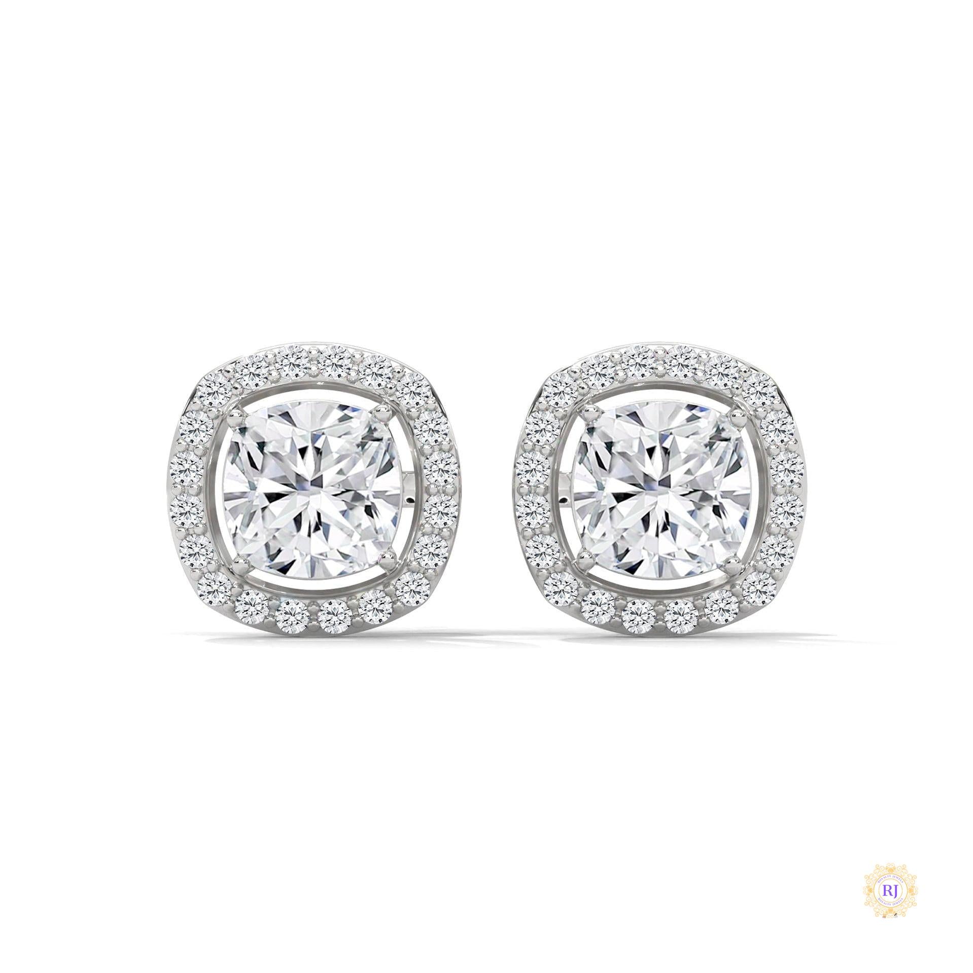 1.25 CT. Cushion Halo Diamond Stud Earrings