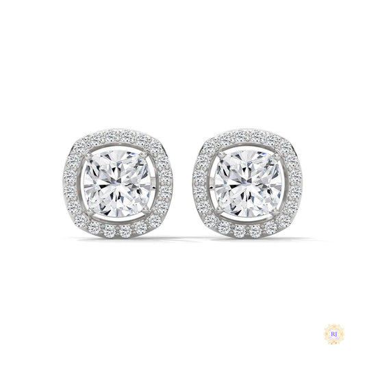 1.25 CT. Cushion Halo Diamond Stud Earrings