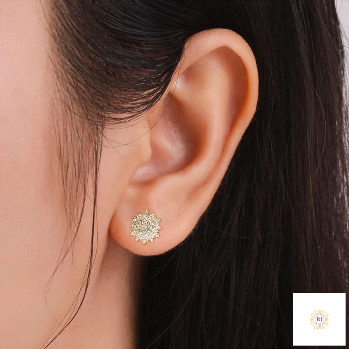 1.25 CT. Floral Diamond Cluster Stud Earrings