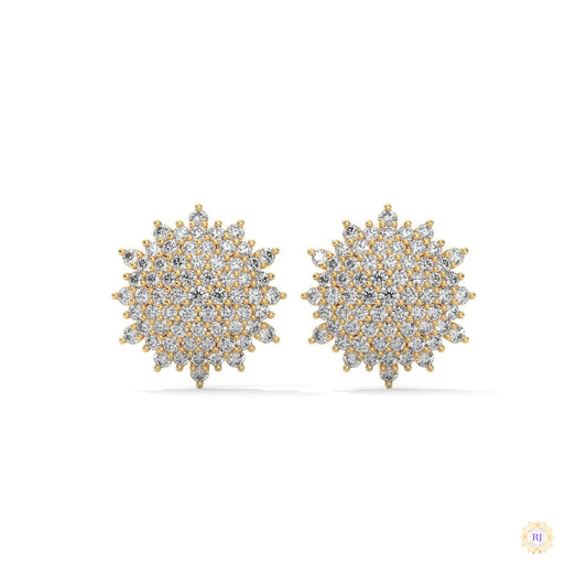 1.25 CT. Floral Diamond Cluster Stud Earrings