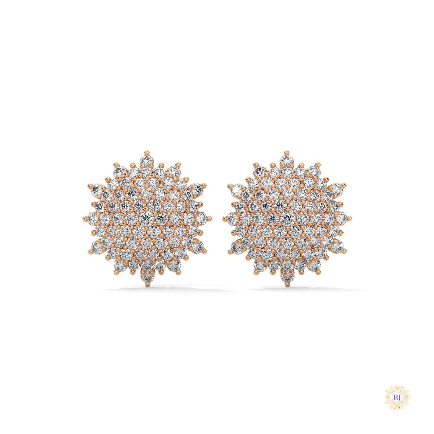 1.25 CT. Floral Diamond Cluster Stud Earrings