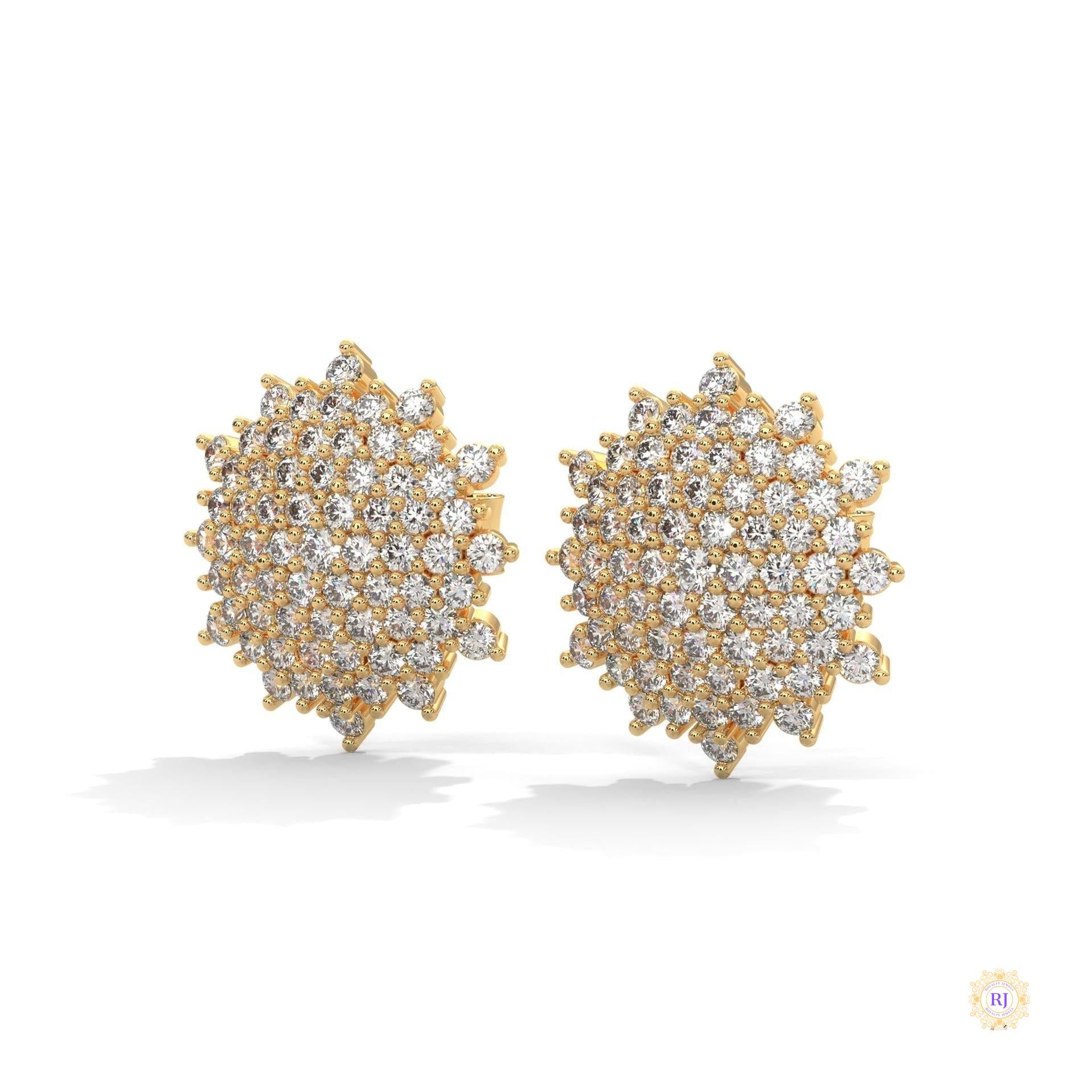 1.25 CT. Floral Diamond Cluster Stud Earrings