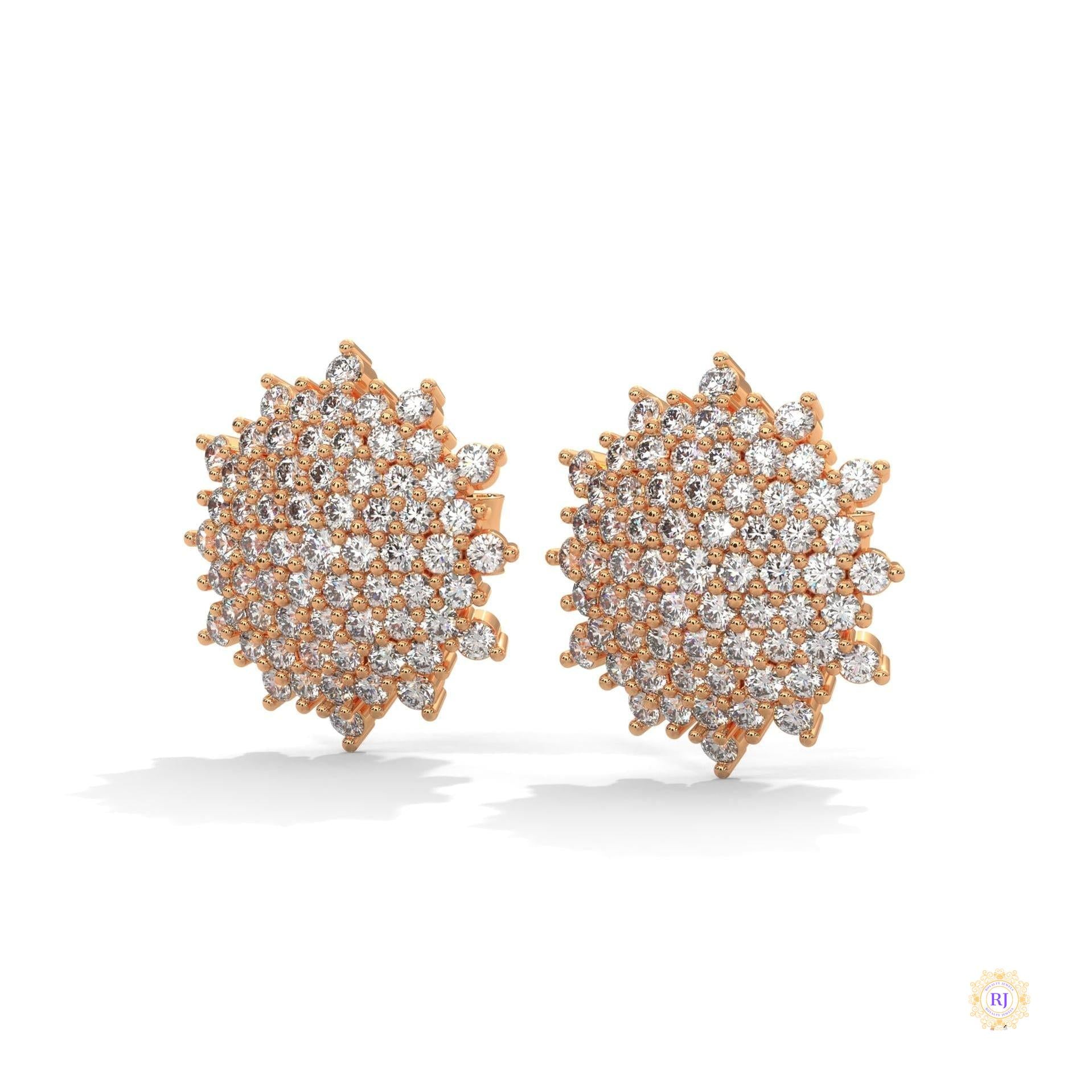 1.25 CT. Floral Diamond Cluster Stud Earrings