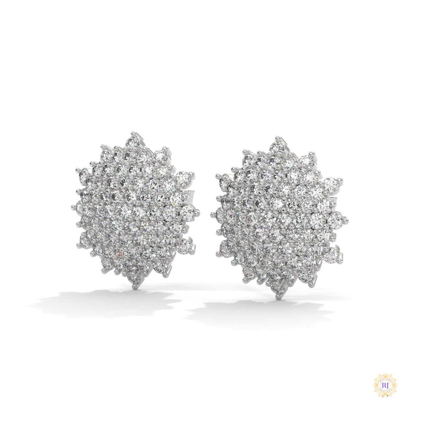 1.25 CT. Floral Diamond Cluster Stud Earrings