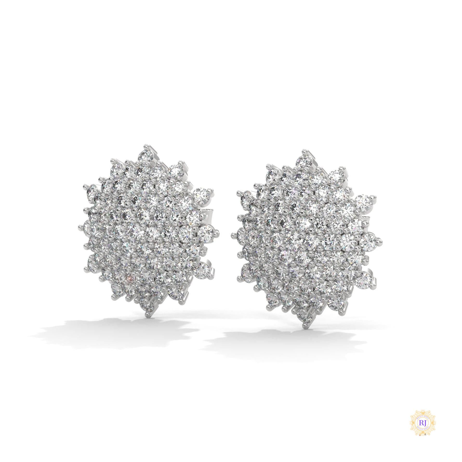 1.25 CT. Floral Diamond Cluster Stud Earrings