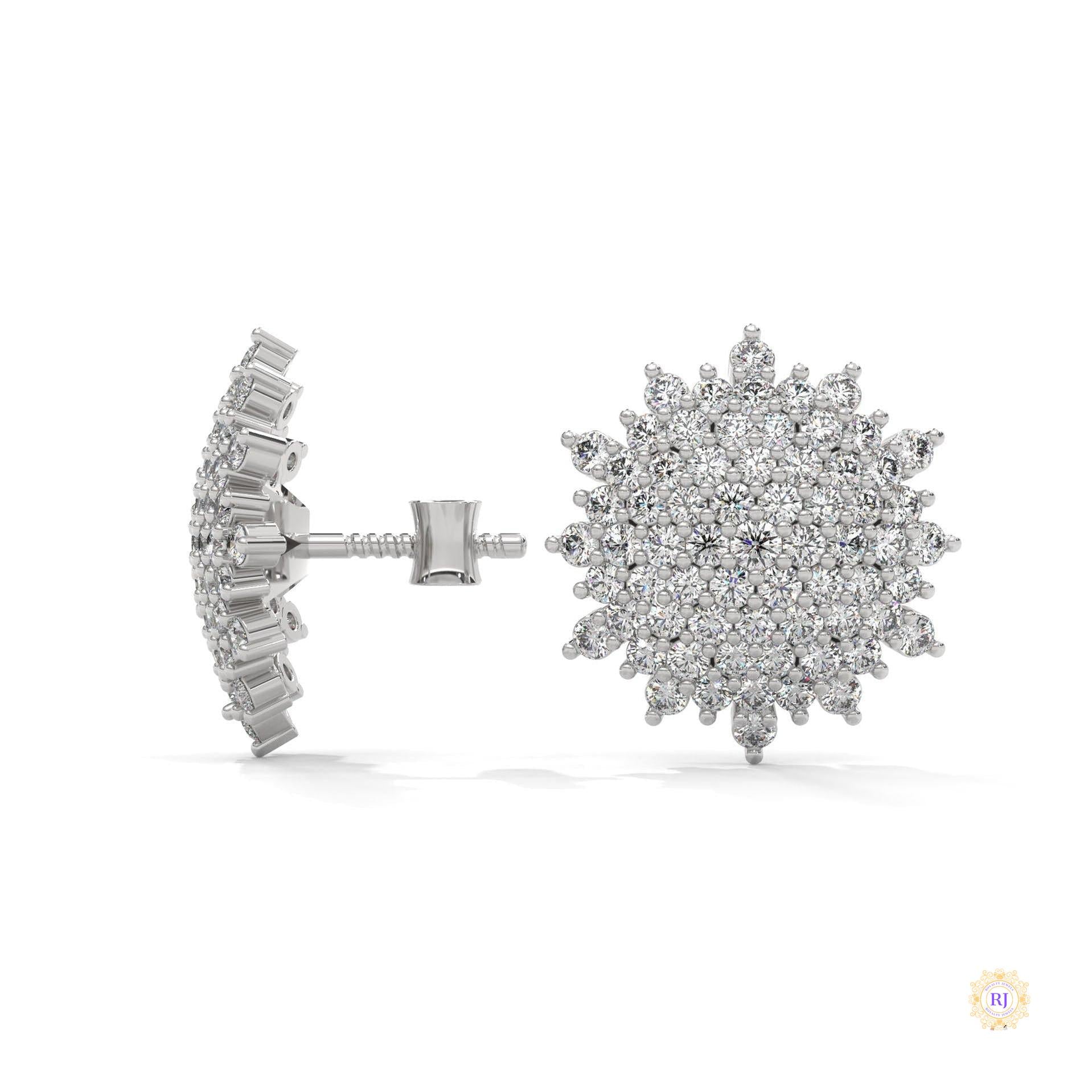 1.25 CT. Floral Diamond Cluster Stud Earrings