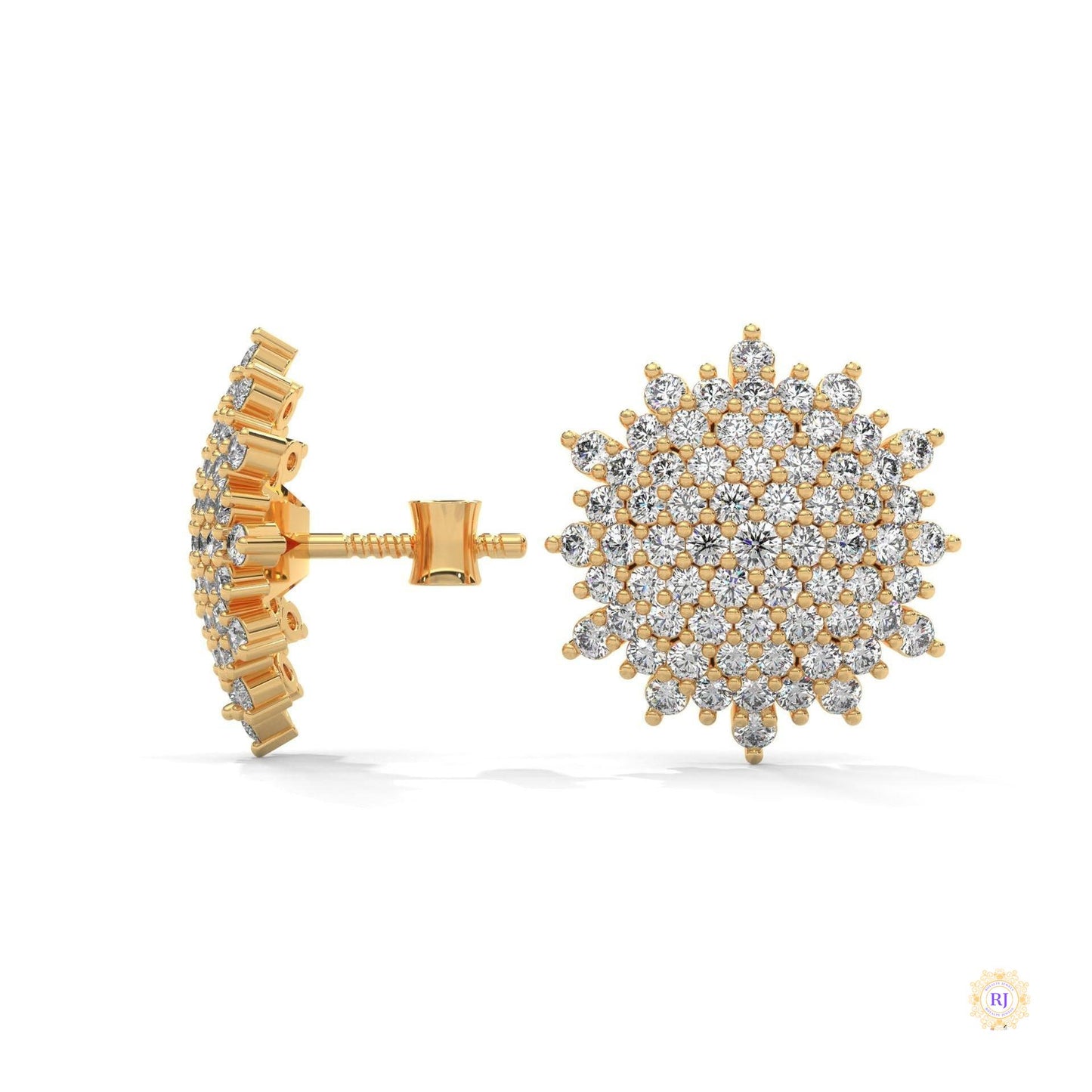 1.25 CT. Floral Diamond Cluster Stud Earrings