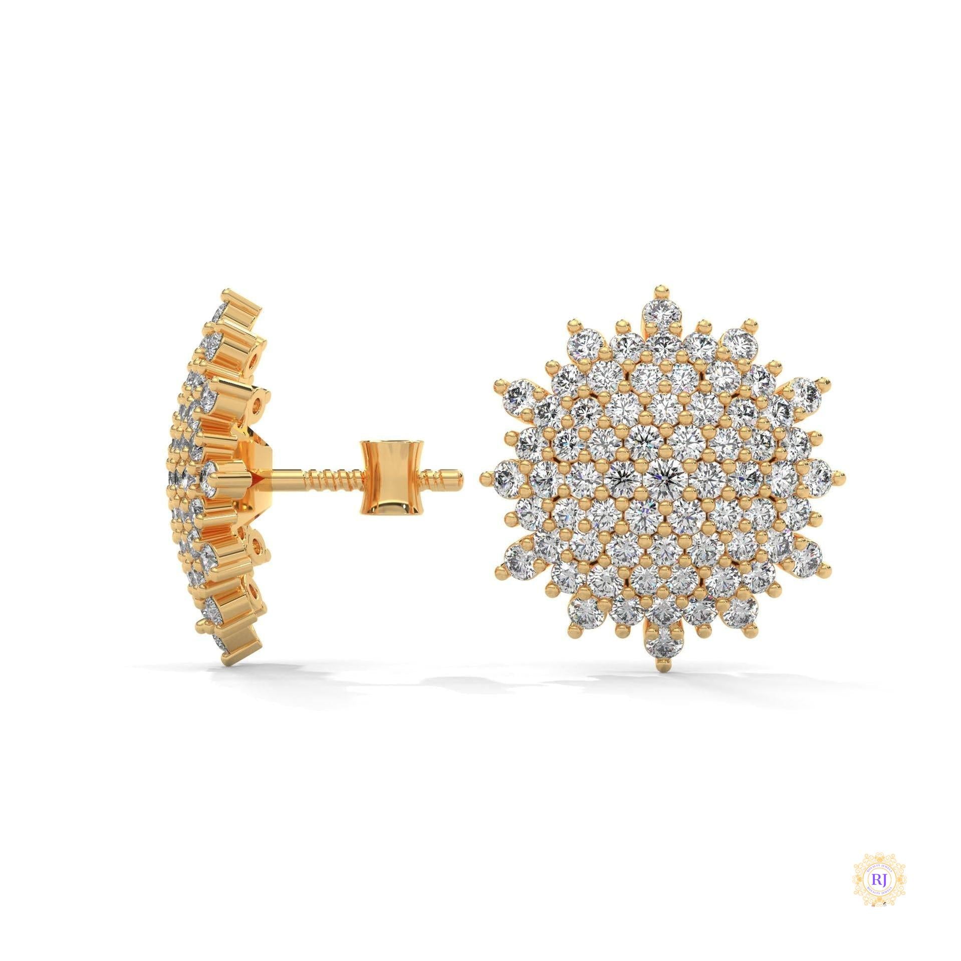1.25 CT. Floral Diamond Cluster Stud Earrings
