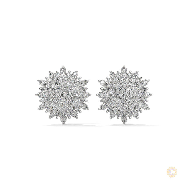1.25 CT. Floral Diamond Cluster Stud Earrings