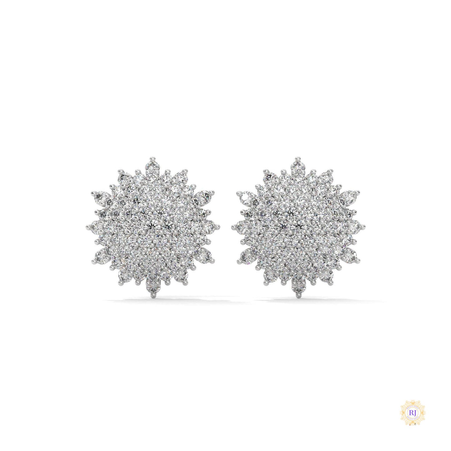 1.25 CT. Floral Diamond Cluster Stud Earrings