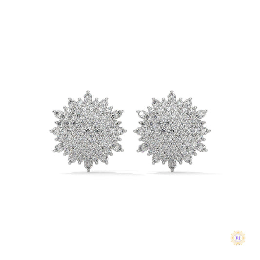1.25 CT. Floral Diamond Cluster Stud Earrings