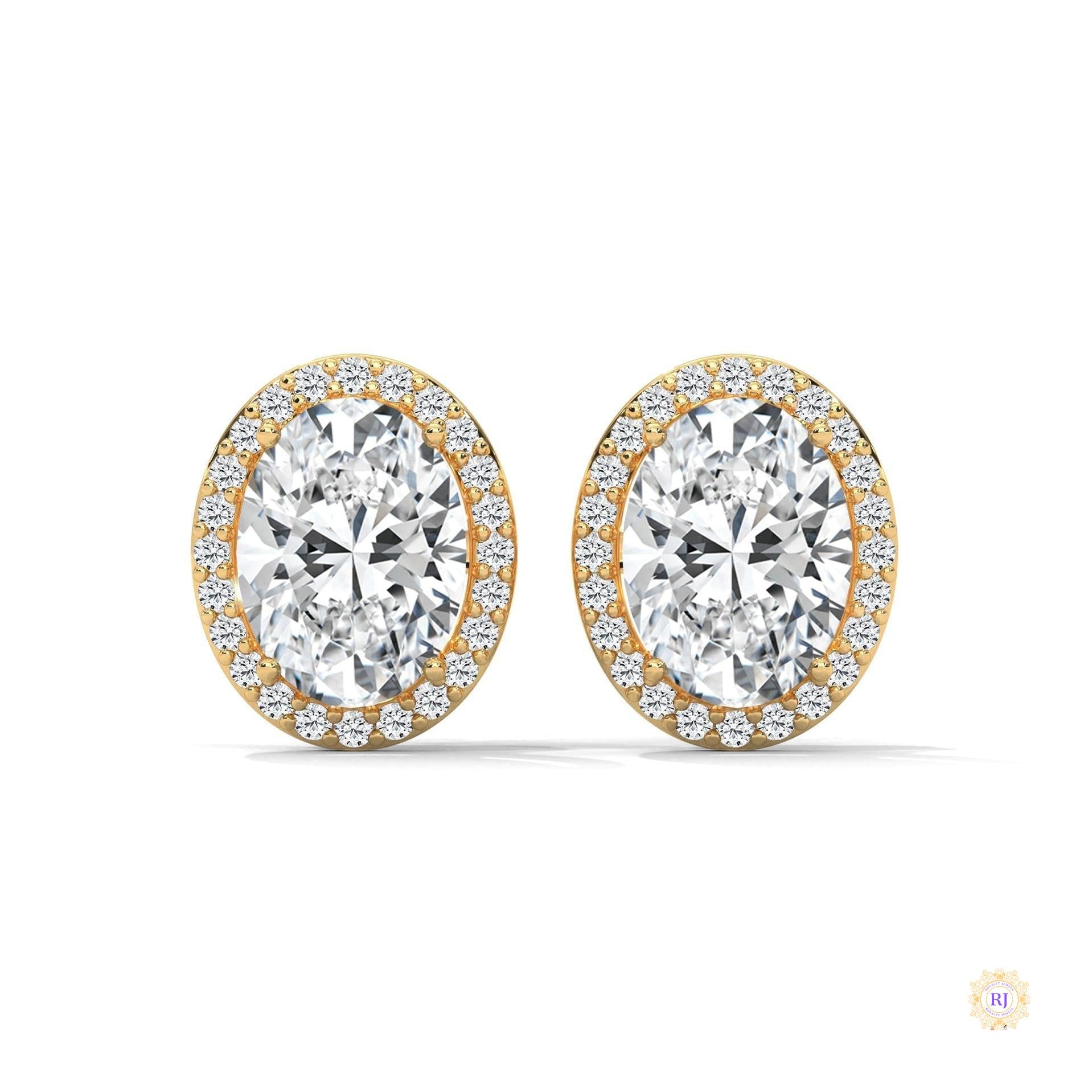 1.25 CT. Oval Halo Lab Diamond Stud Earrings