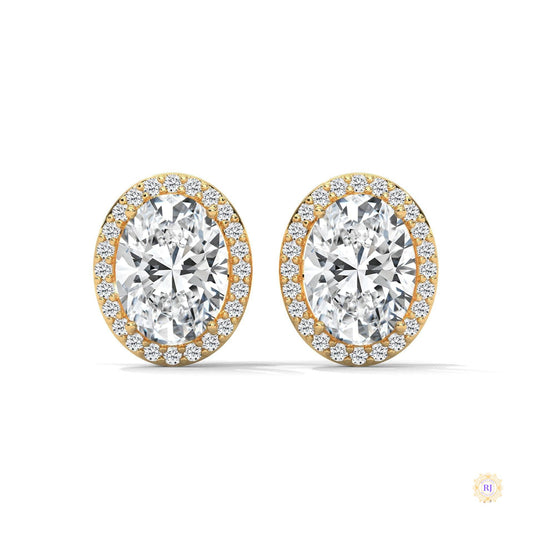 1.25 CT. Oval Halo Lab Diamond Stud Earrings