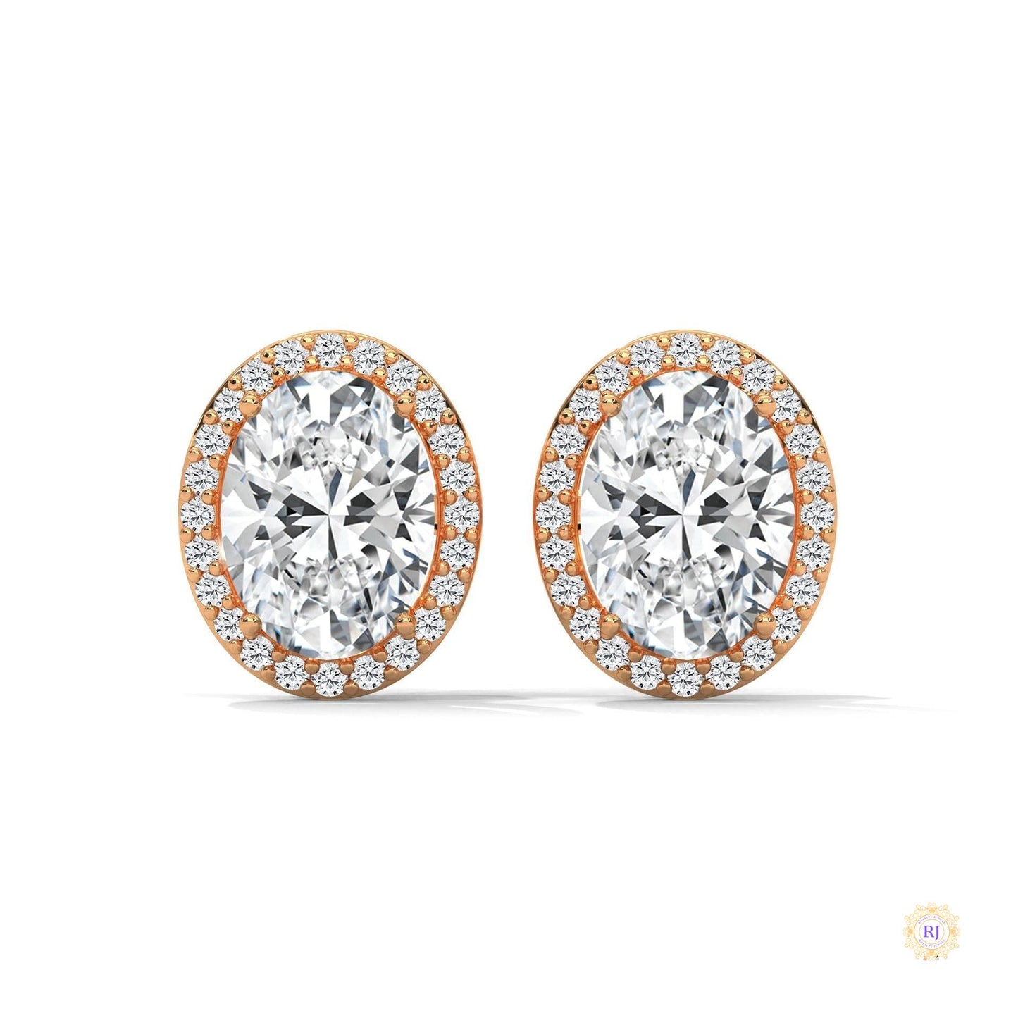 1.25 CT. Oval Halo Lab Diamond Stud Earrings