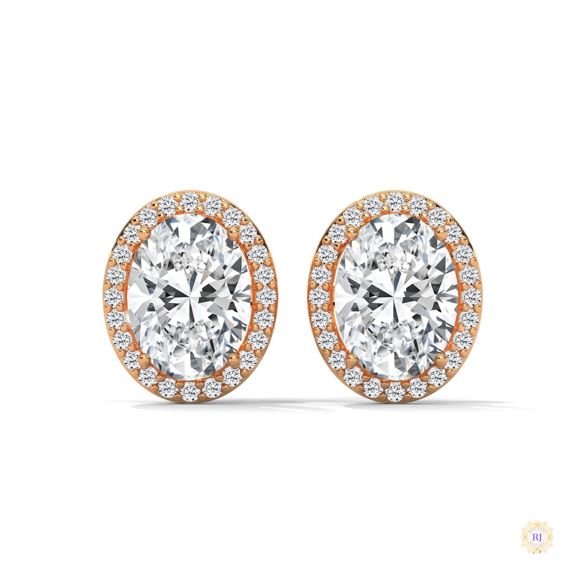 1.25 CT. Oval Halo Lab Diamond Stud Earrings