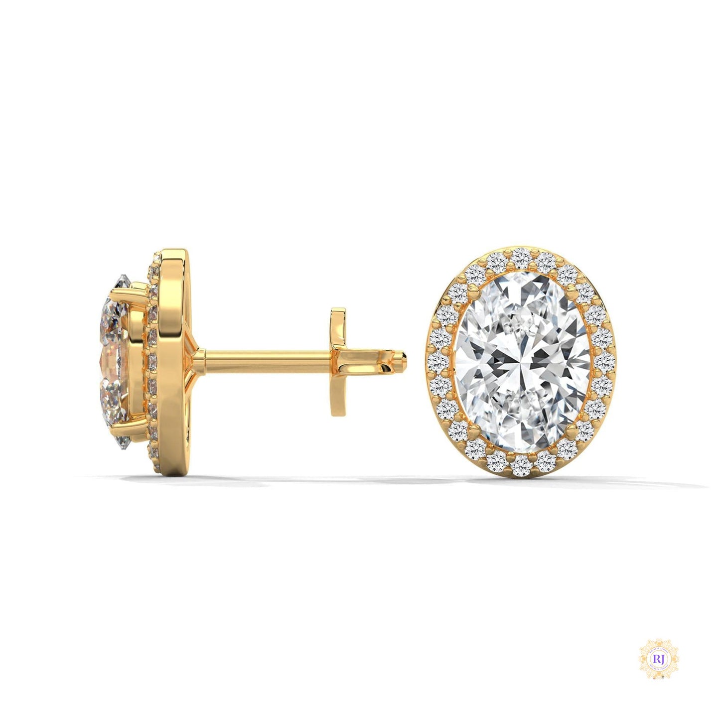 1.25 CT. Oval Halo Lab Diamond Stud Earrings
