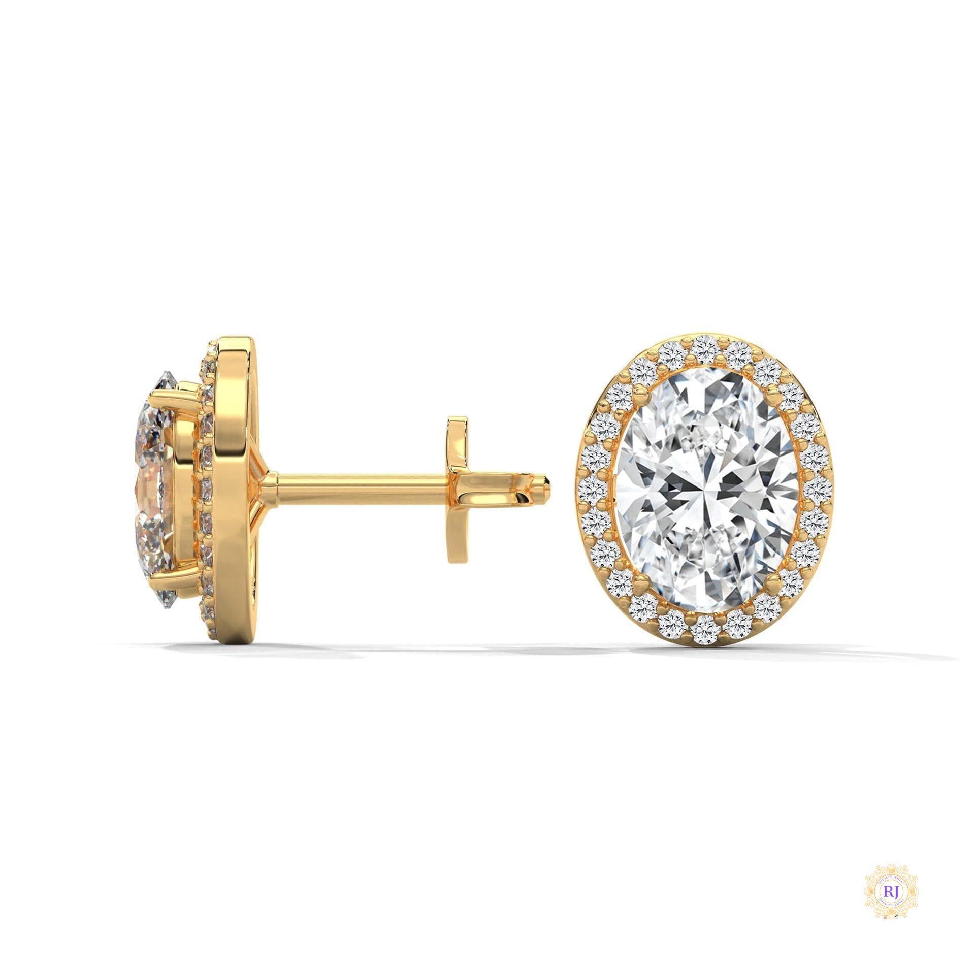 1.25 CT. Oval Halo Lab Diamond Stud Earrings