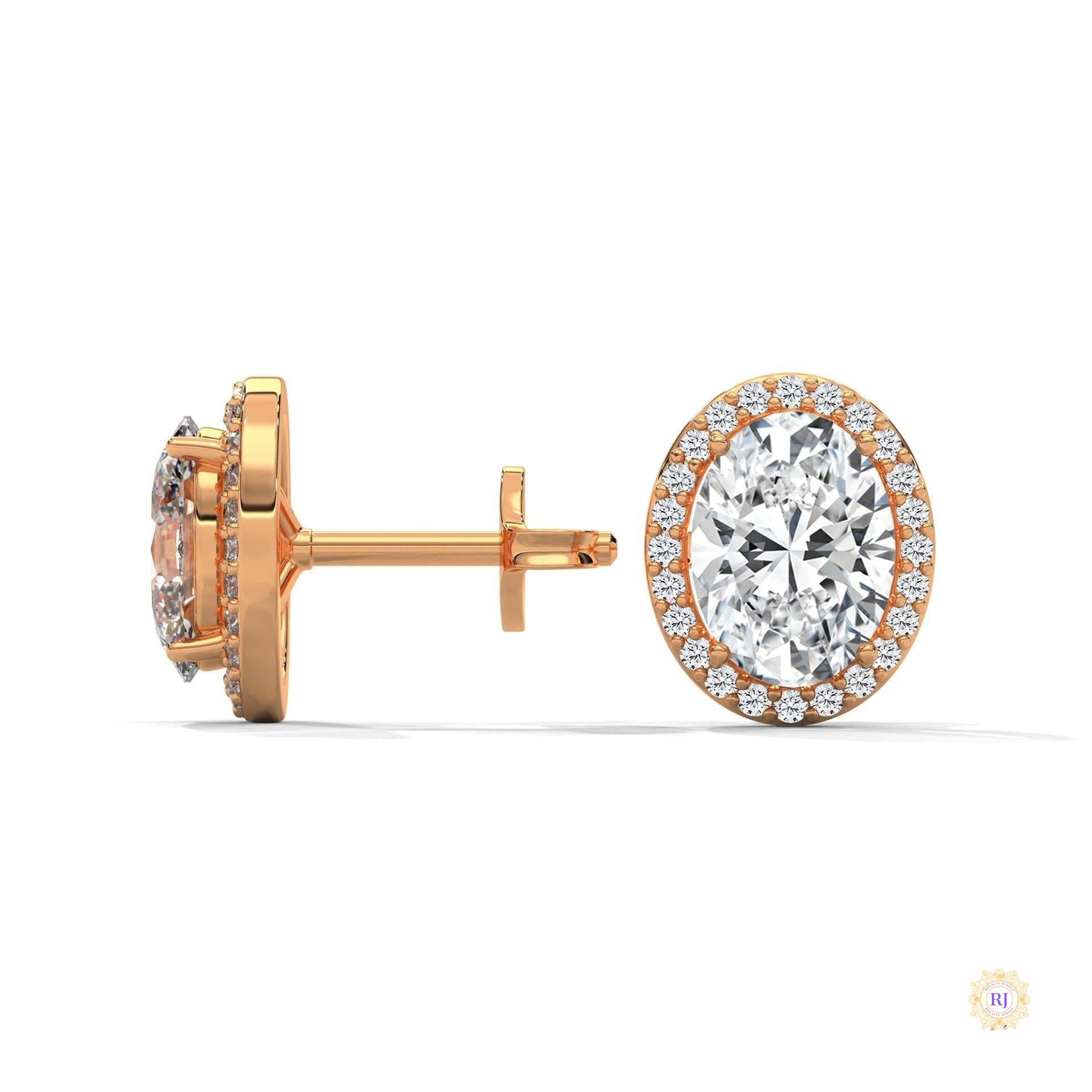 1.25 CT. Oval Halo Lab Diamond Stud Earrings