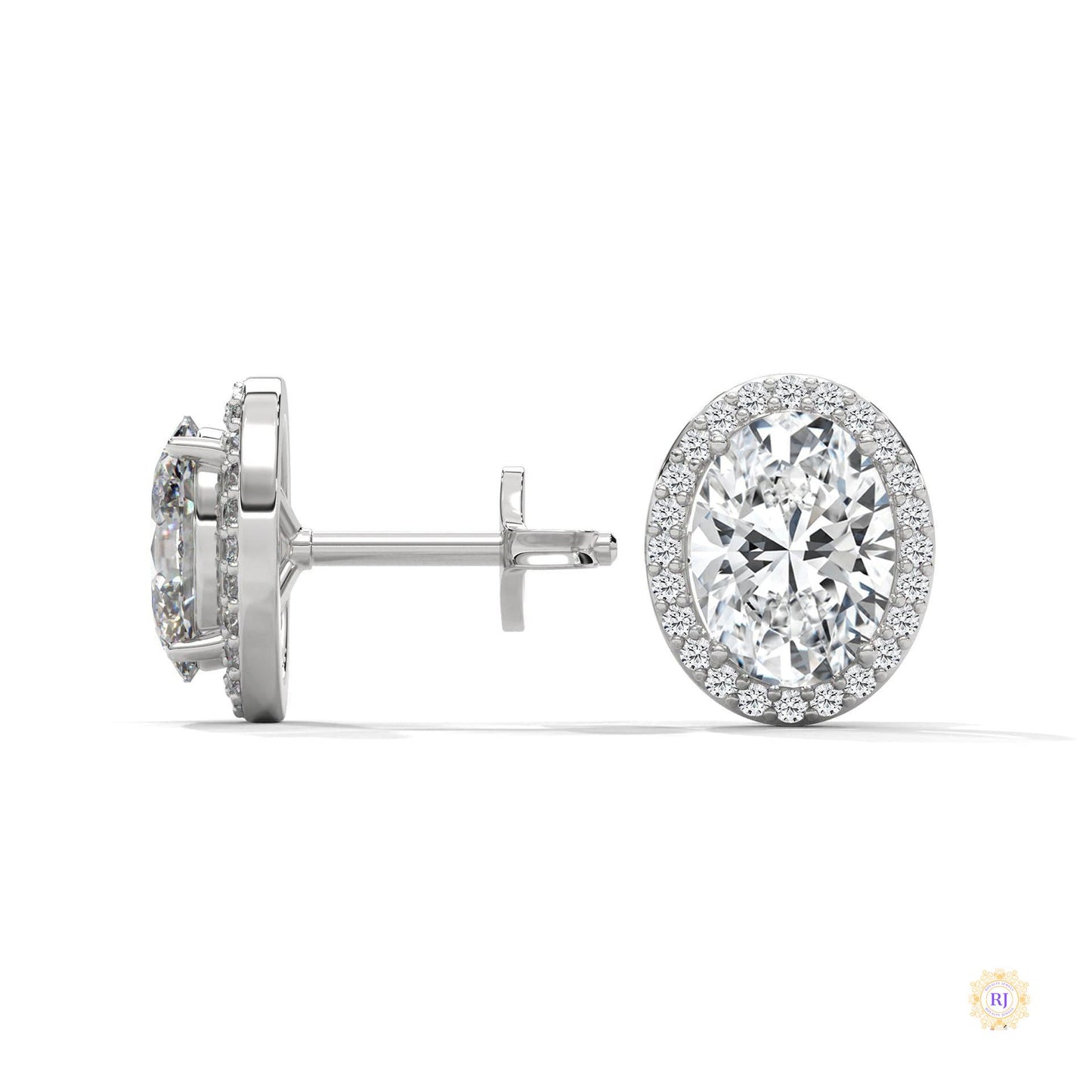1.25 CT. Oval Halo Lab Diamond Stud Earrings