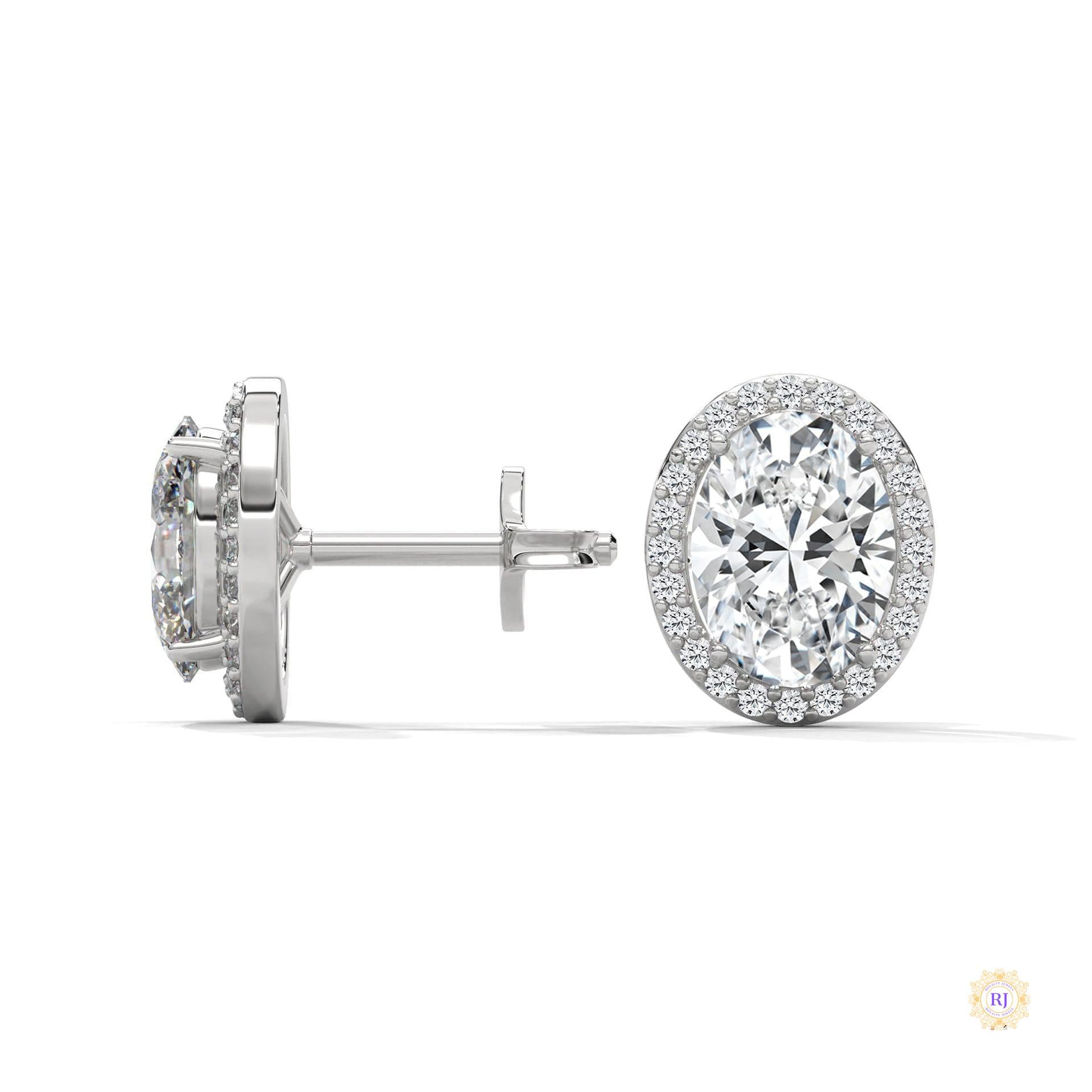 1.25 CT. Oval Halo Lab Diamond Stud Earrings