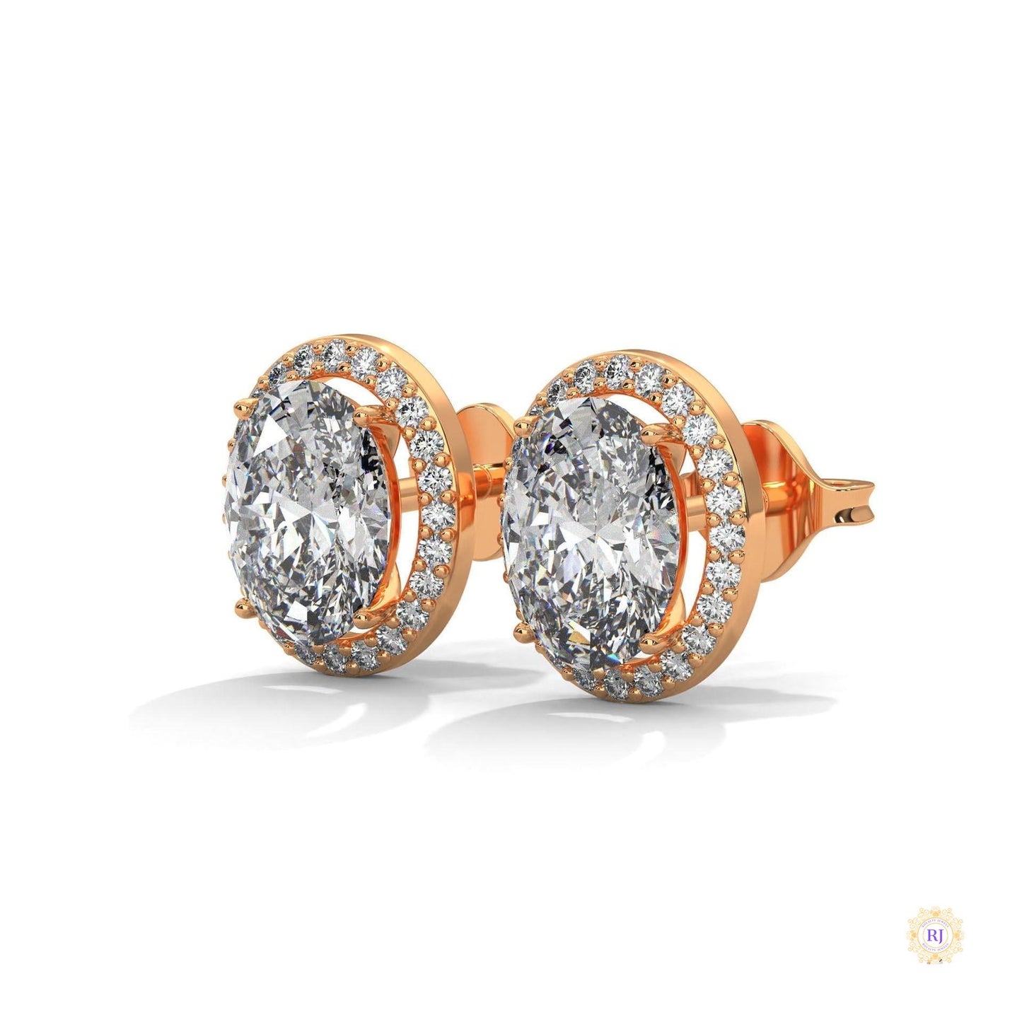 1.25 CT. Oval Halo Lab Diamond Stud Earrings