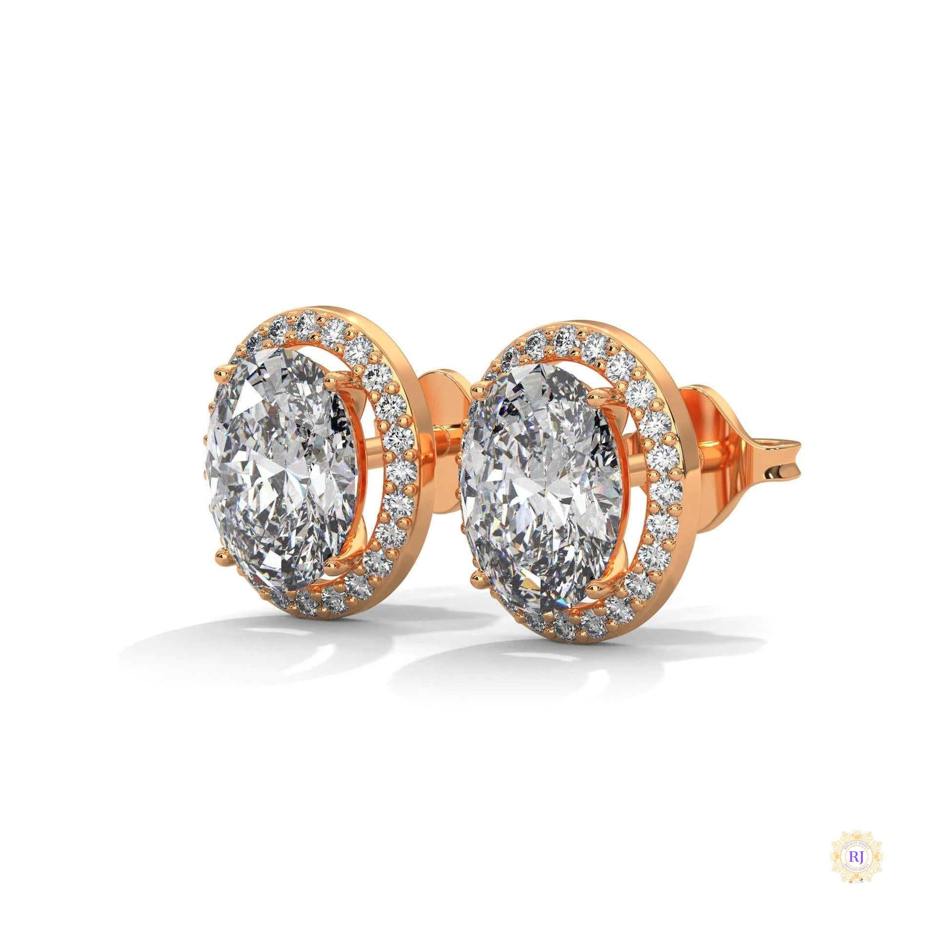 1.25 CT. Oval Halo Lab Diamond Stud Earrings