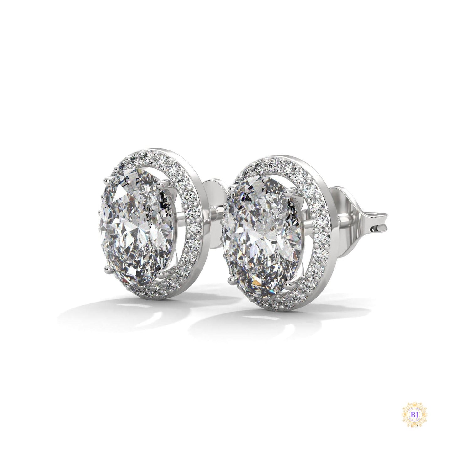 1.25 CT. Oval Halo Lab Diamond Stud Earrings