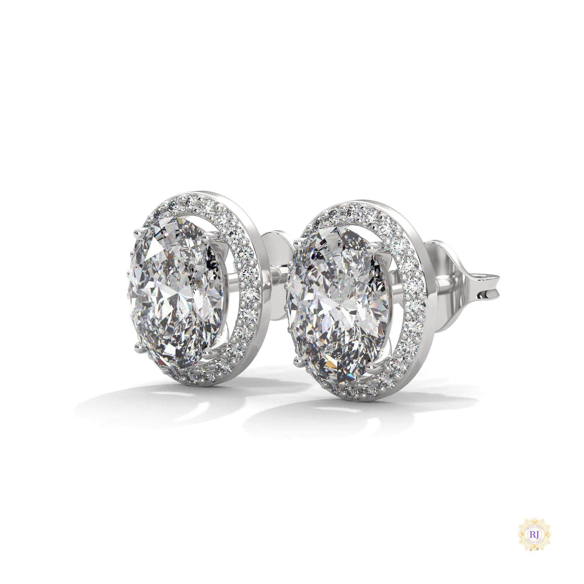 1.25 CT. Oval Halo Lab Diamond Stud Earrings