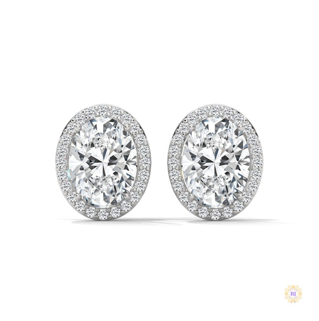 1.25 CT. Oval Halo Lab Diamond Stud Earrings