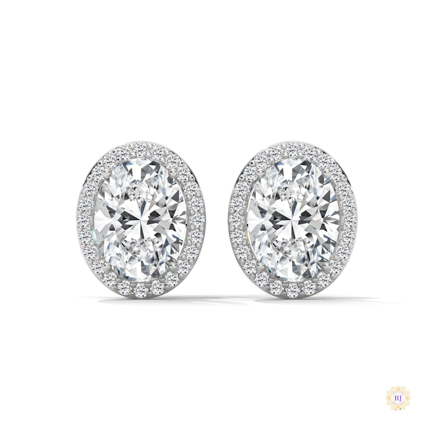 1.25 CT. Oval Halo Lab Diamond Stud Earrings
