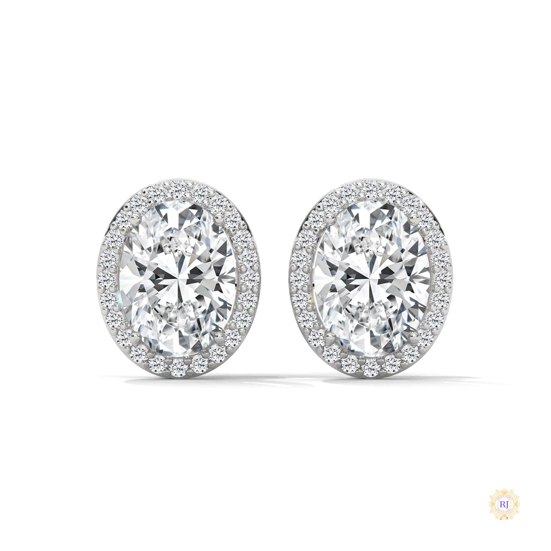 1.25 CT. Oval Halo Lab Diamond Stud Earrings