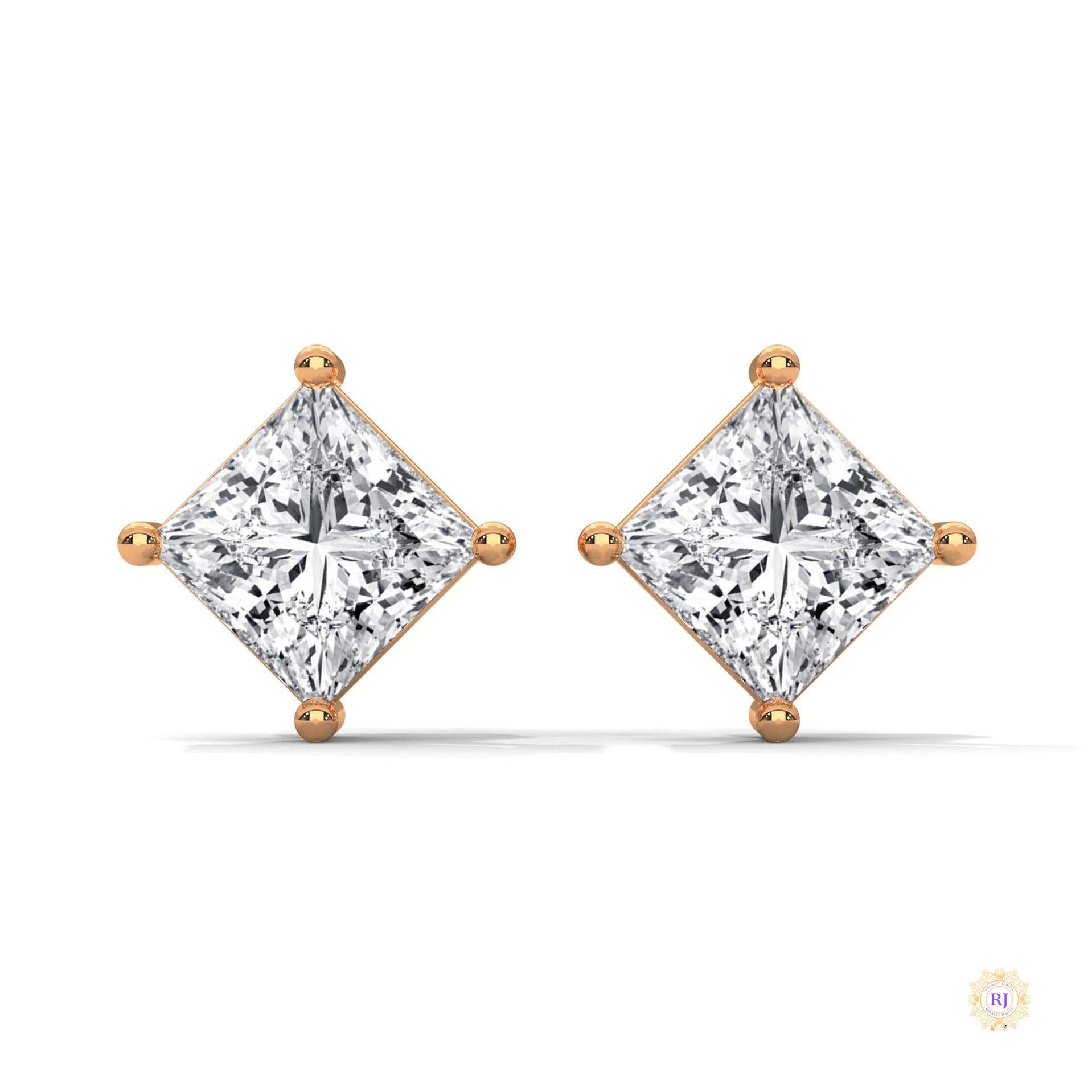 1.25 CT. Princess-Cut Lab Diamond Studs