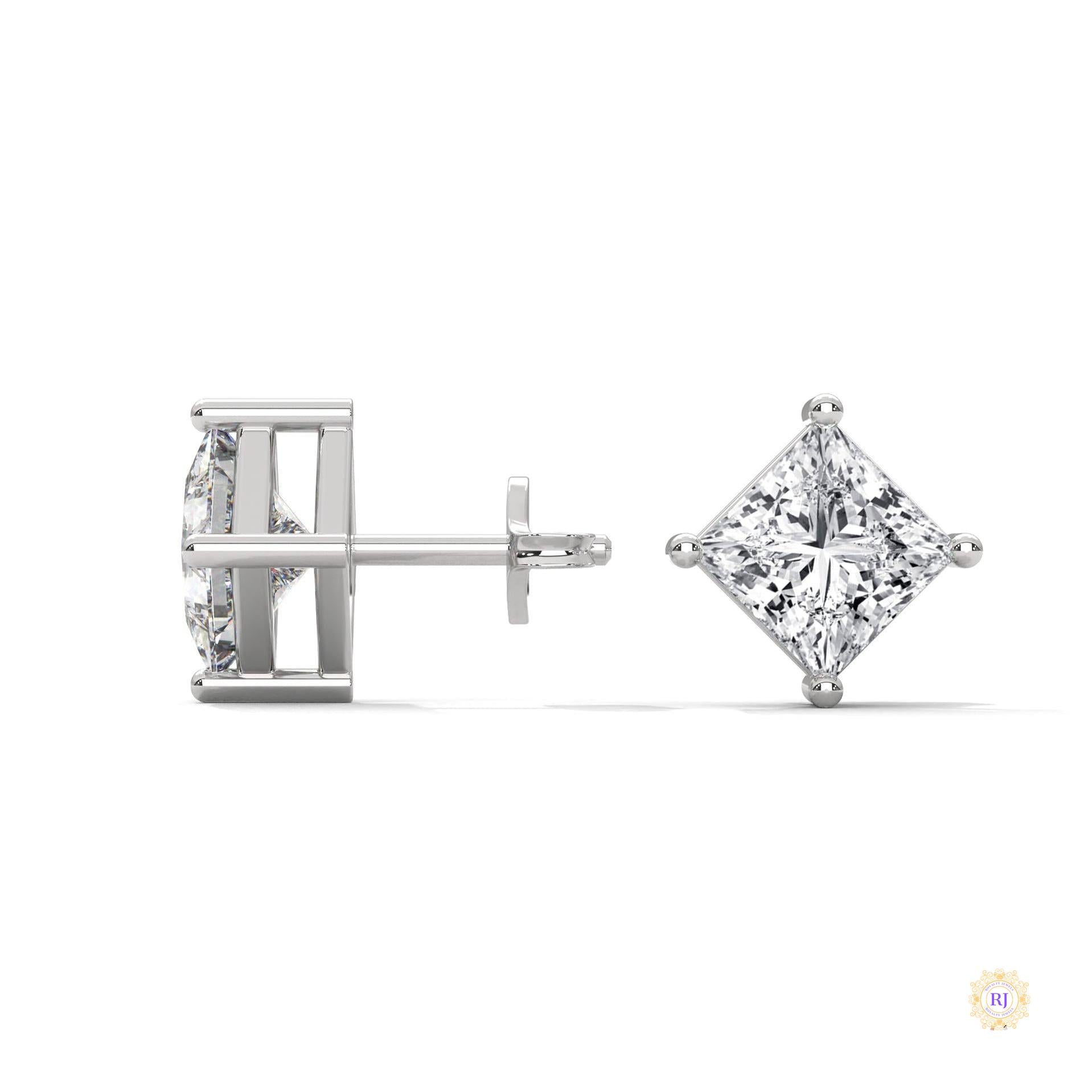 1.25 CT. Princess-Cut Lab Diamond Studs