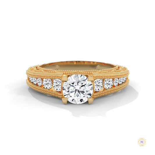 1.25 Ct. Milgrain Pavé Lab Diamond Engagement Ring